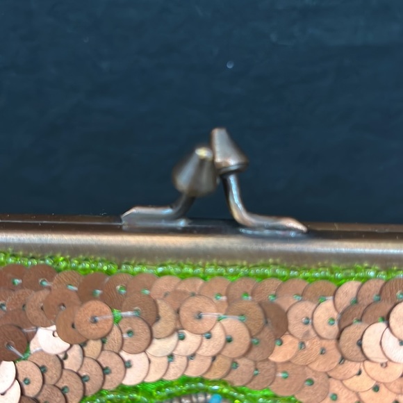 K.C. Malhan Green and Bronze Sequin Clutch - Picture 3 of 10